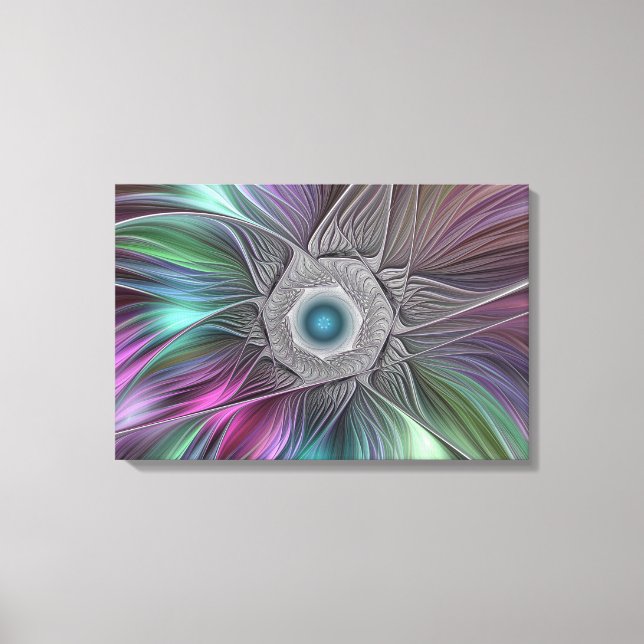 Colourful Big Flower Abstract Trippy Fractal Art Canvas Print (Front)