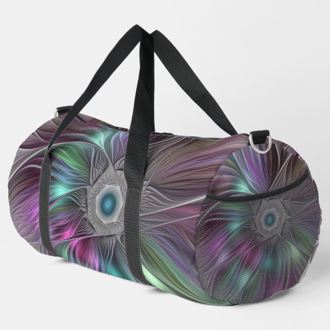 Colourful Big Flower Abstract Trippy Fractal Art Duffle Bag (Right Corner)