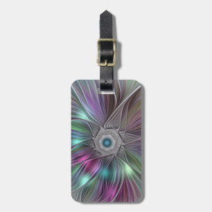 Colourful Big Flower Abstract Trippy Fractal Art Luggage Tag