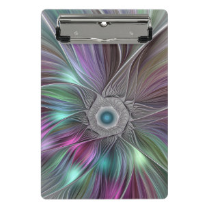 Colourful Big Flower Abstract Trippy Fractal Art Mini Clipboard