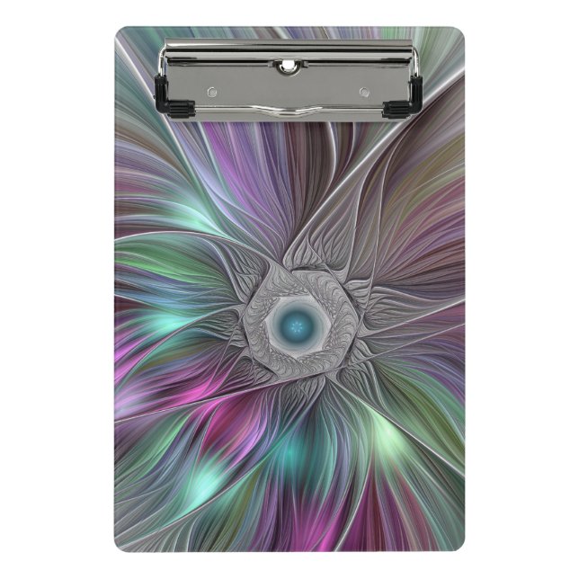 Colourful Big Flower Abstract Trippy Fractal Art Mini Clipboard (Front)