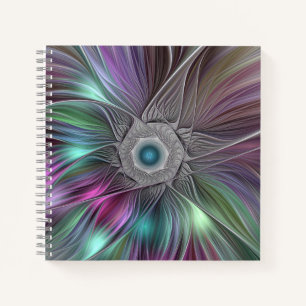 Colourful Big Flower Abstract Trippy Fractal Art Notebook