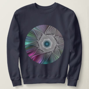 Colourful Big Flower Abstract Trippy Fractal Art Sweatshirt