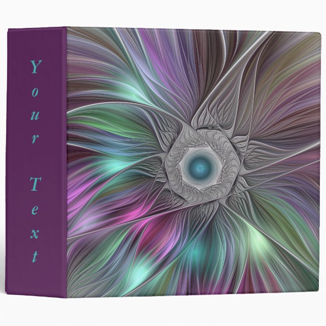 Colourful Big Flower Abstract Trippy Fractal Text Binder (Front/Spine)