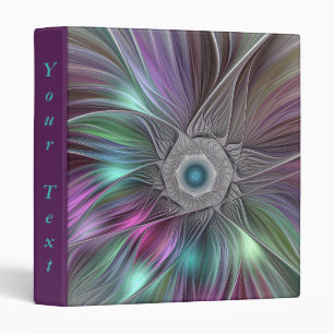 Colourful Big Flower Abstract Trippy Fractal Text Binder