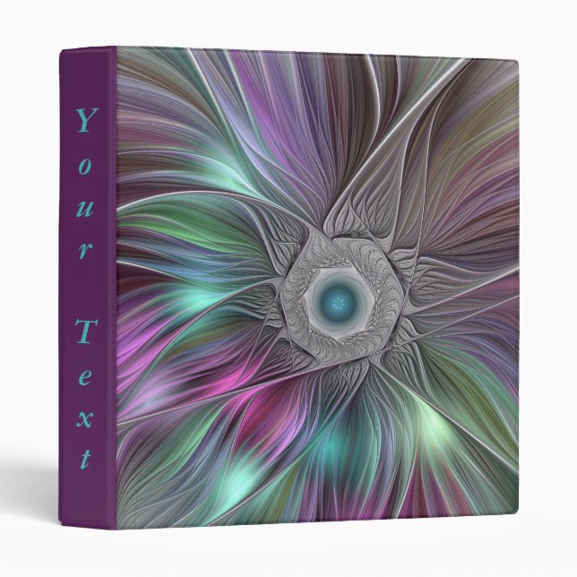 Colourful Big Flower Abstract Trippy Fractal Text Binder (Front/Spine)
