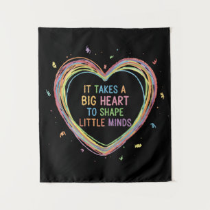 Colourful 'Big Heart Little Minds' Teacher Appreci Tapestry