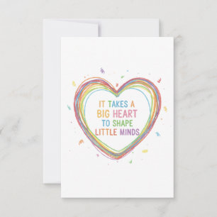 Colourful 'Big Heart Little Minds' Teacher Appreci Thank You Card