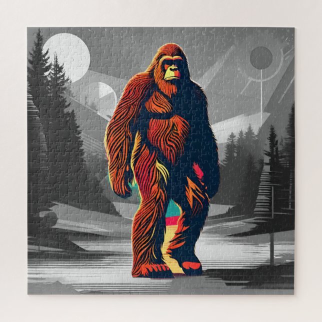 Colourful Bigfoot Believe the Unbelievable Jigsaw Puzzle (Vertical)