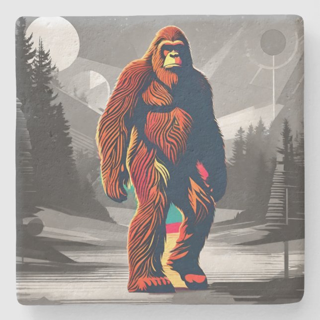 Colourful Bigfoot Emerges Hidden No More Stone Coaster (Front)