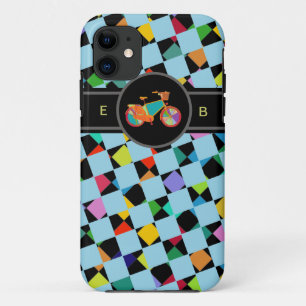 colourful bike geometric pattern iPhone 11 case