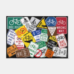 Colourful Bike Mat, Trendy Traffic Signs Doormat