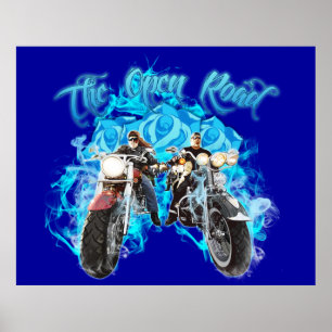 Colourful Biker Motorcycle Wall Poster Mural
