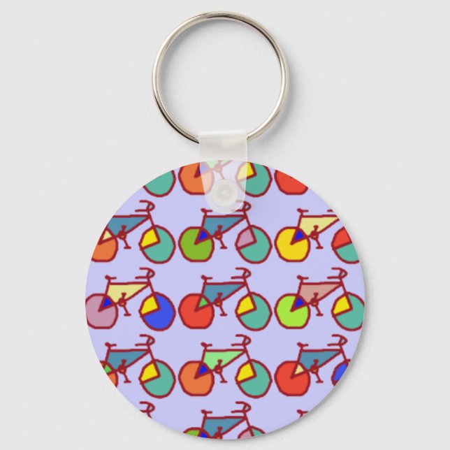 colourful bikes pattern keychain (Front)
