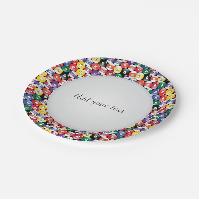 Colourful Billiard Pool Balls Paper Plate (Angled)