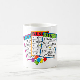 Colourful Bingo Game Cards with Chips Coffee Mug