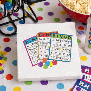 Colourful Bingo Game Cards with Chips Napkin