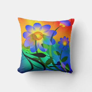 Colourful Bird and Flower cushion and