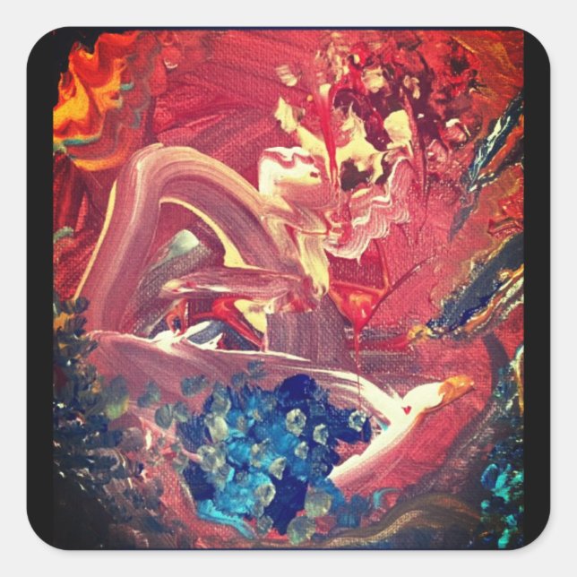 Colourful Bird and the Lake Square Sticker (Front)