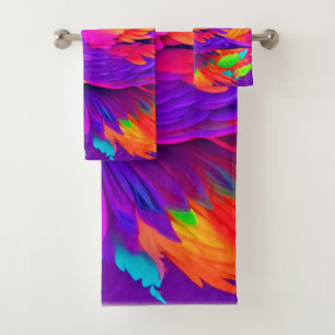 Colourful Bird Art Bath Towel Set