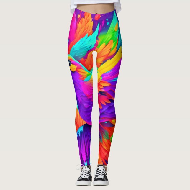 Colourful Bird Art Leggings (Front)
