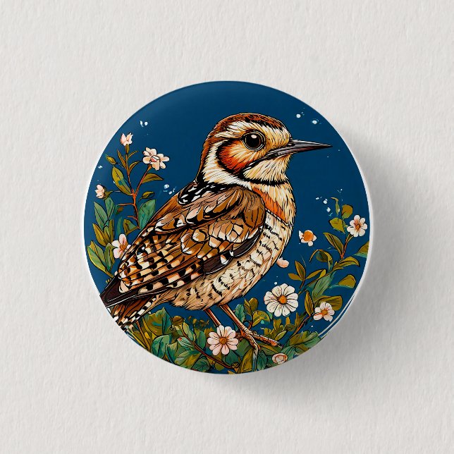 Colourful Bird Artwork 1 Inch Round Button (Front)