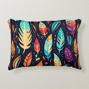 Colourful Bird Feather Pattern  Accent Pillow