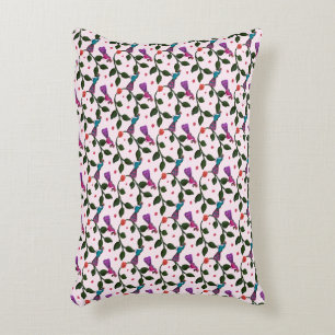 Colourful Bird Floral Seamless Pattern Tapestry Accent Pillow