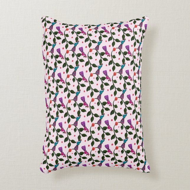 Colourful Bird Floral Seamless Pattern  Tapestry Accent Pillow (Front(Vertical))