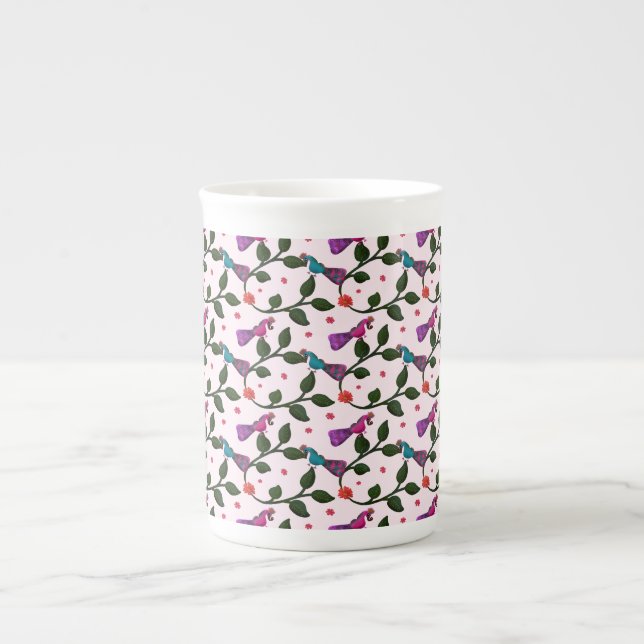 Colourful Bird Floral Seamless Pattern  Tapestry Bone China Mug (Front)