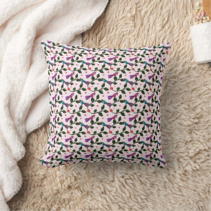 Colourful Bird Floral Seamless Pattern Tapestry Throw Pillow