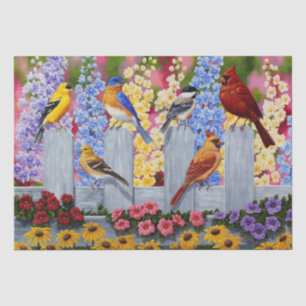 Colourful Bird Flower Garden Tissue Paper