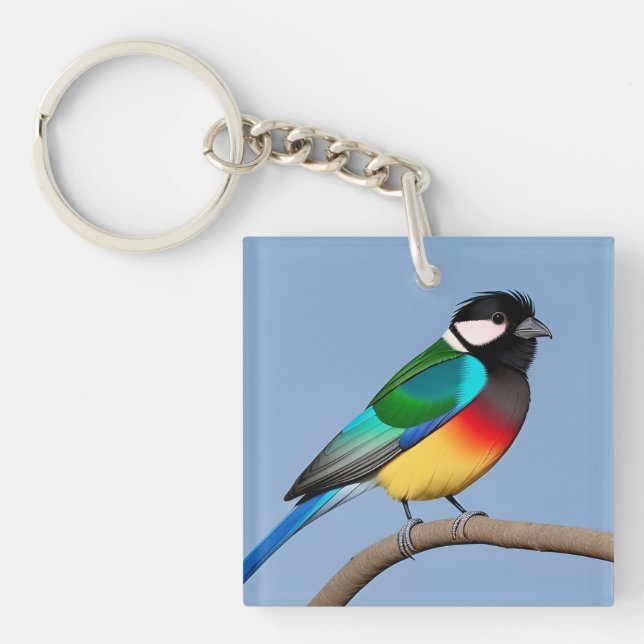 🕊️ Colourful Bird Gift For Nature Inspired  Keychain (Front)