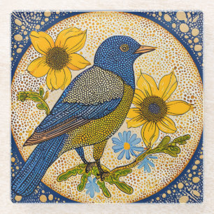 Colourful bird  glass coaster