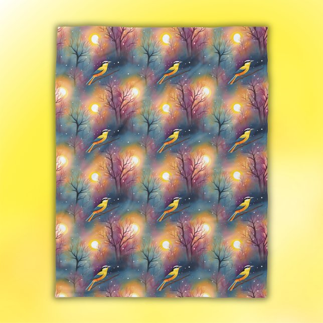 Colourful Bird in Tree with Sunshine | Fleece Blanket (Creator Uploaded)