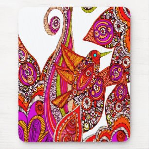 Colourful Bird Of Paradise White Mouse Pad