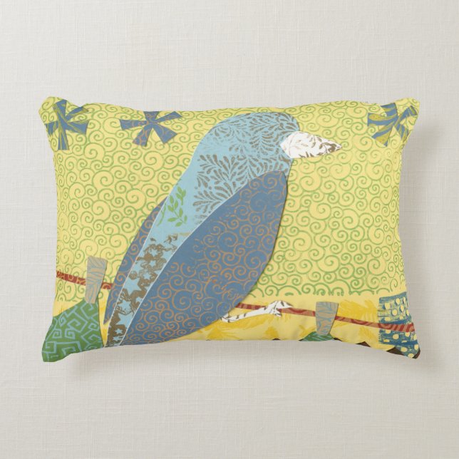 Colourful Bird on a Wire Accent Pillow (Front)