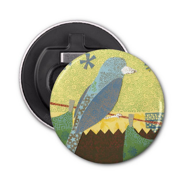 Colourful Bird on a Wire Bottle Opener (Front)