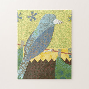 Colourful Bird on a Wire Jigsaw Puzzle