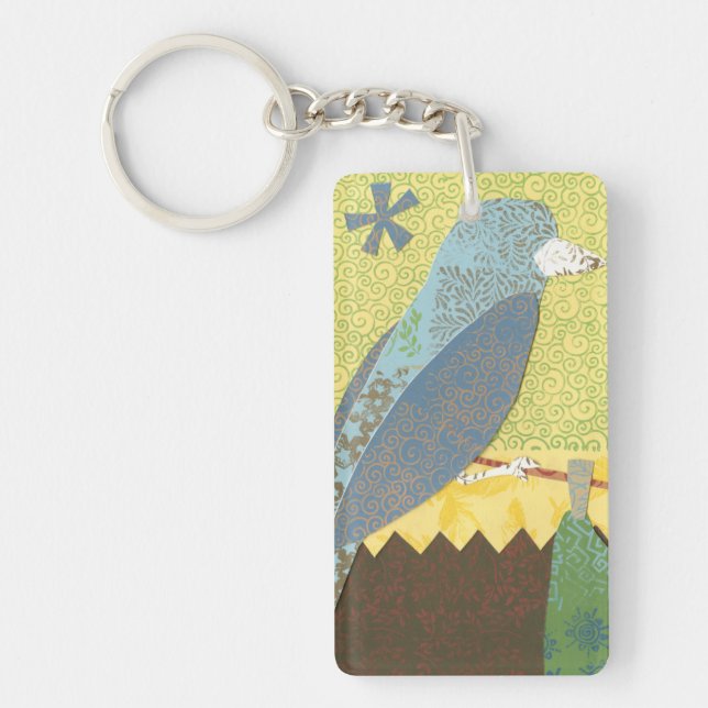 Colourful Bird on a Wire Keychain (Front)