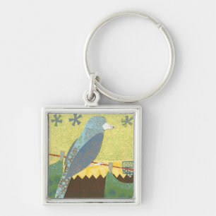 Colourful Bird on a Wire Keychain