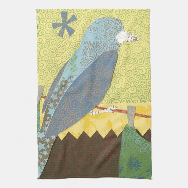 Colourful Bird on a Wire Kitchen Towel (Vertical)