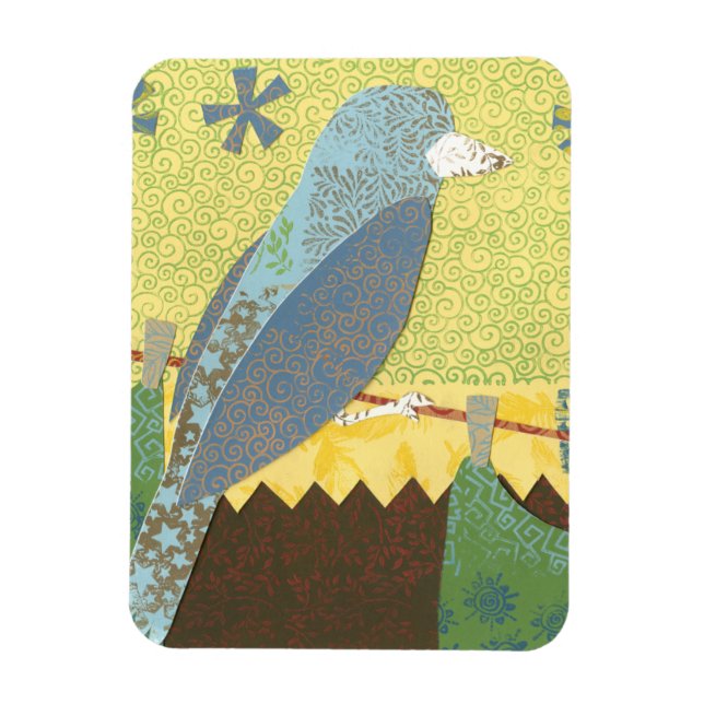 Colourful Bird on a Wire Magnet (Vertical)