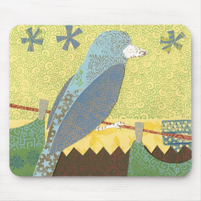 Colourful Bird on a Wire Mouse Pad (Front)