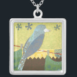 Colourful Bird on a Wire Silver Plated Necklace<br><div class="desc">Feeling artsy? This collage of many different patterns and colours representing a bird on a wire will delight any modern art lover. Put some colour in your life and on any of your favourite Zazzle product today!</div>