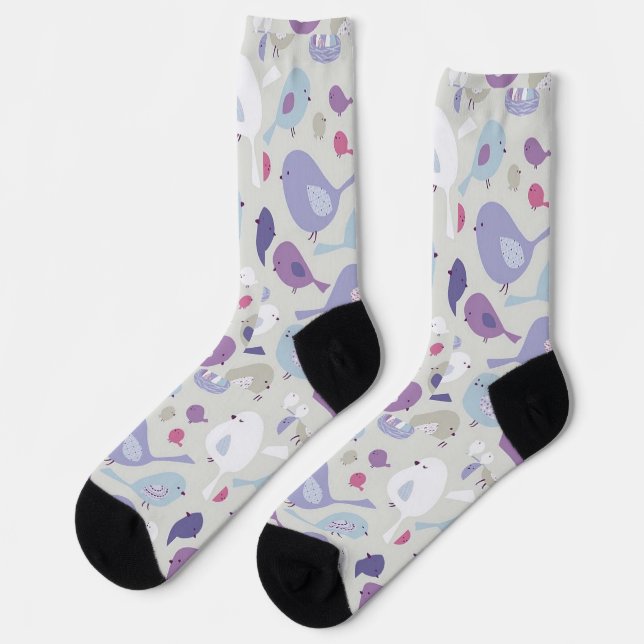 Colourful Bird Patterned Fun Socks for Bird Lovers (Left)