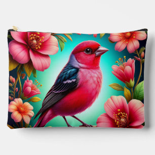 Colourful Bird Perched on Branch Accessory Pouch