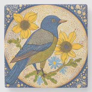 Colourful bird stone coaster