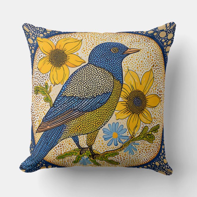 Colourful bird  throw pillow (Front)