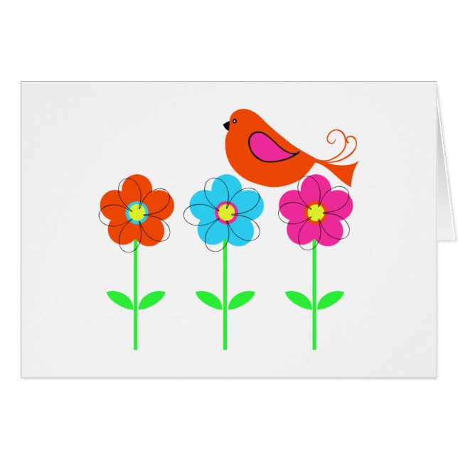 colourful bird with colourful flowers (Front Horizontal)